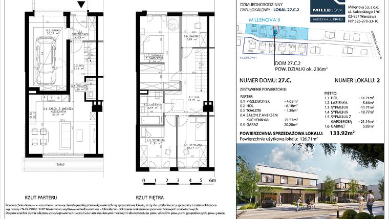 Rzut - Dom na sprzedaż 5 pokoi o powierzchni 137 m² - numer 17 w Millenova