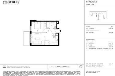 Rzut - Mieszkanie na sprzedaż 2 pokoje o powierzchni 41,1 m² - numer 4.A28 w Staszica 3