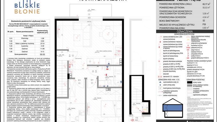 Rzut - Mieszkanie na sprzedaż 3 pokoje o powierzchni 55,53 m² - numer A4-2 w Bliskie Błonie