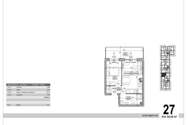 Rzut - Mieszkanie na sprzedaż 2 pokoje o powierzchni 34,25 m² - numer A.9.M.27 w Sobola Biel A9