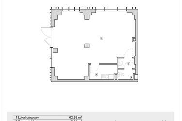 Rzut - Lokal użytkowy na sprzedaż 1 pokój o powierzchni 72,8 m² - numer H2-U-0-2 w Heyki City