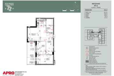 Rzut - Mieszkanie na sprzedaż 3 pokoje o powierzchni 54,53 m² - numer 42 w Wspólnota Mieszkaniowa Gajowa 72