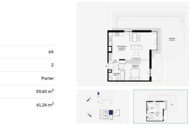 Rzut - Mieszkanie na sprzedaż 2 pokoje o powierzchni 59,6 m² - numer 6A0001 w Jaśminowy Mokotów etap VI