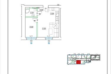Rzut - Mieszkanie na sprzedaż 2 pokoje o powierzchni 34,57 m² - numer 19 w Kamienica 62