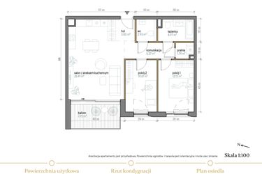 Rzut - Mieszkanie na sprzedaż 3 pokoje o powierzchni 68 m² - numer A/2/5 w Kopernika 71