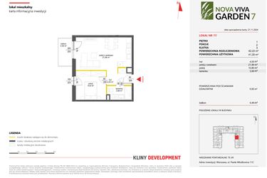 Rzut - Mieszkanie na sprzedaż 2 pokoje o powierzchni 42,22 m² - numer 69 w Nova Viva Garden 7