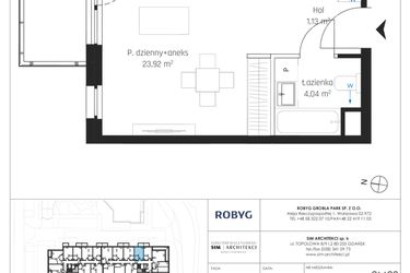 Rzut - Mieszkanie na sprzedaż 1 pokój o powierzchni 29,1 m² - numer I.2M23 w Nadmotławie Apartments etap I