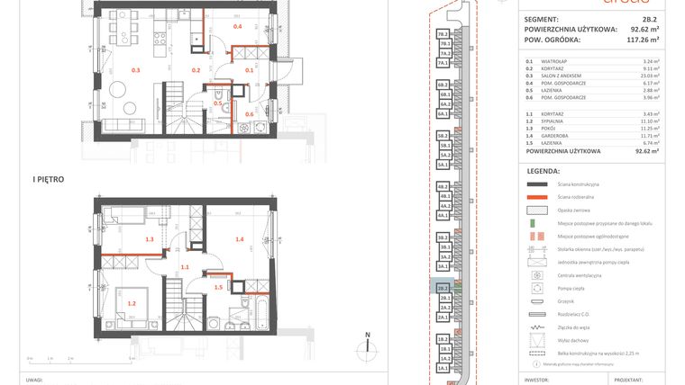 Rzut - Dom na sprzedaż 5 pokoi o powierzchni 92,62 m² - numer 2B.2 w Przystanek Ursus