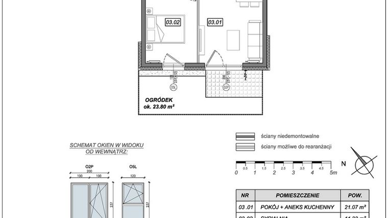 Rzut - Mieszkanie na sprzedaż 2 pokoje o powierzchni 40,07 m² - numer 10.A.03 w Nowe Południe bud. 10