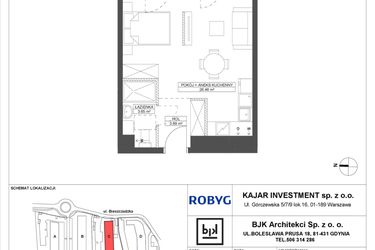Rzut - Mieszkanie na sprzedaż 1 pokój o powierzchni 33,8 m² - numer C.3M10 w Foresteria