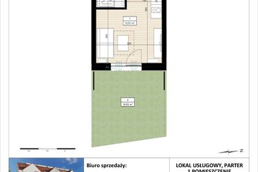 Rzut - Mieszkanie na sprzedaż 1 pokój o powierzchni 19,75 m² - numer B4/0/6 w MONTANO lokale inwestycyjne