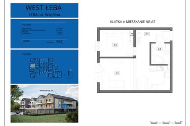 Rzut - Mieszkanie na sprzedaż 2 pokoje o powierzchni 40,96 m² - numer A7 w West Łeba