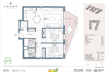 Rzut - Mieszkanie na sprzedaż 2 pokoje o powierzchni 97,2 m² - numer LK42B w Lakun