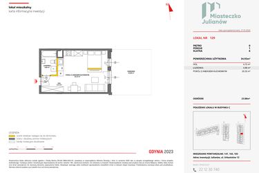 Rzut - Mieszkanie na sprzedaż 1 pokój o powierzchni 34,9 m² - numer 129 w Miasteczko Julianów