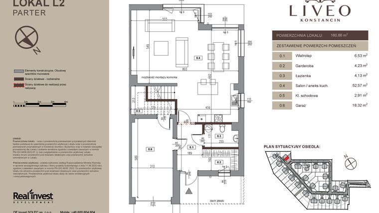 Rzut - Dom na sprzedaż 5 pokoi o powierzchni 160,66 m² - numer L2 w Liveo Konstancin