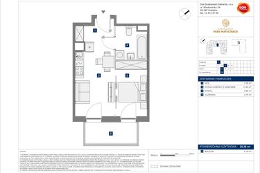 Rzut - Mieszkanie na sprzedaż 2 pokoje o powierzchni 30,38 m² - numer F-34 w Apartamenty Park Matecznego Etap 2