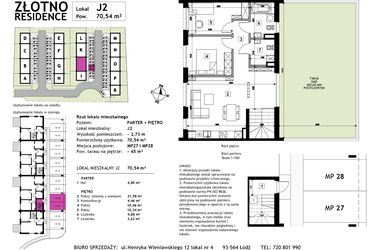 Rzut - Mieszkanie na sprzedaż 3 pokoje o powierzchni 70,54 m² - numer J2 w Złotno Residence