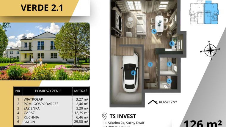 Rzut - Dom na sprzedaż 5 pokoi o powierzchni 125,76 m² - numer 2.1 w Domy Verde