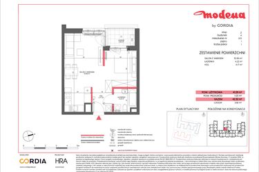 Rzut - Mieszkanie na sprzedaż 1 pokój o powierzchni 41,29 m² - numer A.072 w Modena II