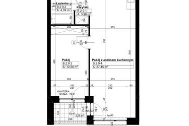 Rzut - Mieszkanie na sprzedaż 2 pokoje o powierzchni 48,42 m² - numer B/2/9 w Świerzawska 13