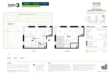 Rzut - Mieszkanie na sprzedaż 1 pokój o powierzchni 75,61 m² - numer BH0006 w Viva Cité