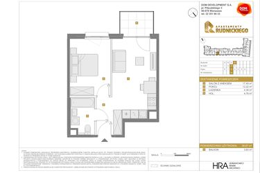 Rzut - Mieszkanie na sprzedaż 2 pokoje o powierzchni 38,87 m² - numer D.94 w Apartamenty Rudnickiego