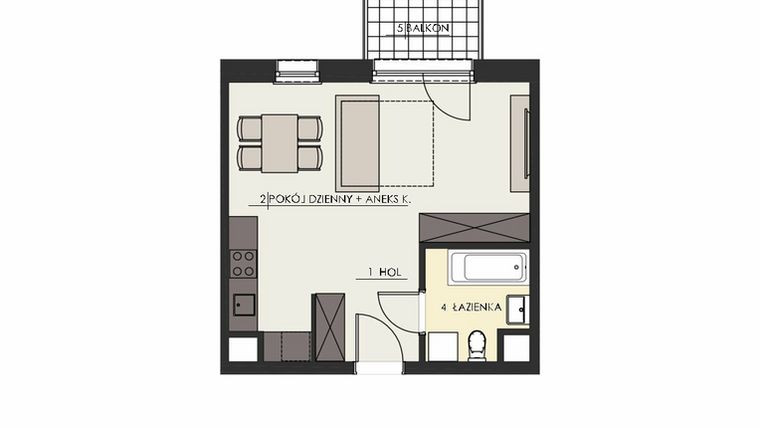 Rzut - Mieszkanie na sprzedaż 1 pokój o powierzchni 34,19 m² - numer 50 w Osiedle Platinum III