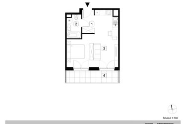 Rzut - Mieszkanie na sprzedaż 1 pokój o powierzchni 35,07 m² - numer A3-3-96 w Hipoteczna Park
