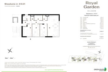 Rzut - Mieszkanie na sprzedaż 5 pokoi o powierzchni 110,65 m² - numer A10.01 w Royal Garden Wilanów Apartamenty