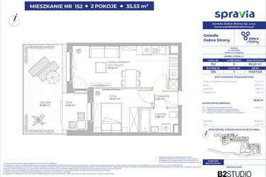 Rzut - Mieszkanie na sprzedaż 2 pokoje o powierzchni 35,53 m² - numer 126/152 w Dobre Strony