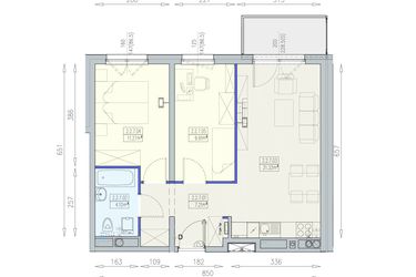 Rzut - Mieszkanie na sprzedaż 3 pokoje o powierzchni 53,82 m² - numer K1 2/2/7/3a w Południk 17 - budynek K1
