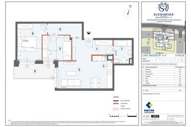 Rzut - Mieszkanie na sprzedaż 3 pokoje o powierzchni 57,31 m² - numer M31 w Słonimska Residence II