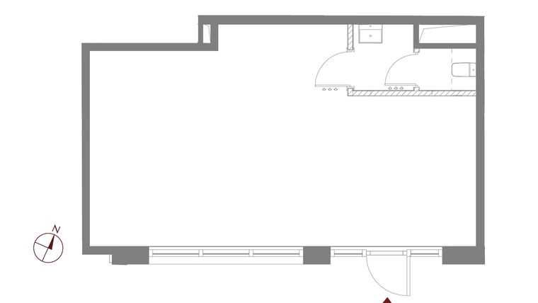 Rzut - Lokal użytkowy na sprzedaż 1 pokój o powierzchni 54,22 m² - numer B.0.U2 w Apartamenty Symfonia