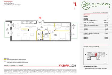 Rzut - Mieszkanie na sprzedaż 3 pokoje o powierzchni 72,08 m² - numer 26 w Olchowy Park VII