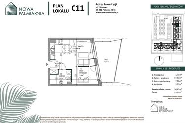 Rzut - Mieszkanie na sprzedaż 1 pokój o powierzchni 30,67 m² - numer C11 w Nowa Palmiarnia