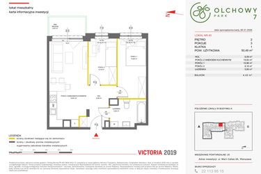 Rzut - Mieszkanie na sprzedaż 3 pokoje o powierzchni 50,23 m² - numer 40 w Olchowy Park VII
