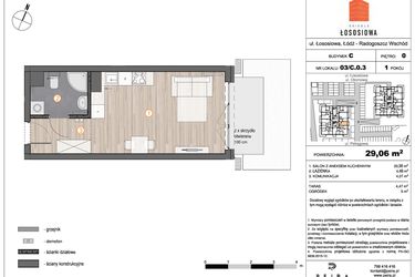 Rzut - Mieszkanie na sprzedaż 1 pokój o powierzchni 29,06 m² - numer 3 - C0.3 w Osiedle Łososiowa