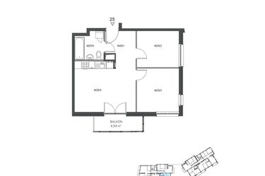 Rzut - Mieszkanie na sprzedaż 3 pokoje o powierzchni 50,28 m² - numer 25 w Wzgórze Krzemionki II