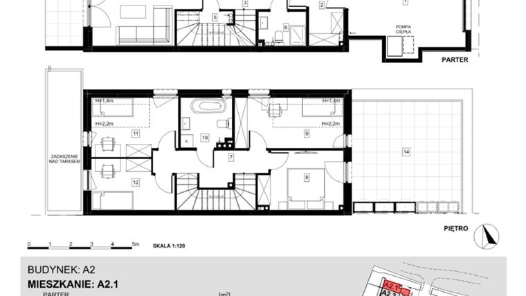 Rzut - Dom na sprzedaż 5 pokoi o powierzchni 127,68 m² - numer A2.1 w Ville Przy Białej