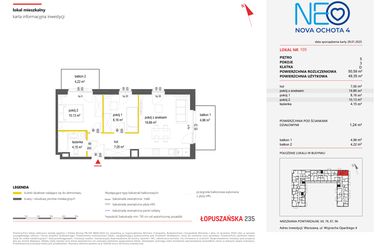 Rzut - Mieszkanie na sprzedaż 3 pokoje o powierzchni 50,59 m² - numer 105 w Neo Nova Ochota 4