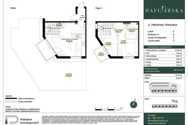 Rzut - Dom na sprzedaż 3 pokoje o powierzchni 56,79 m² - numer A2 w Hafciarska