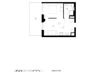 Rzut - Mieszkanie na sprzedaż 1 pokój o powierzchni 35,78 m² - numer M001 w Oh! Praga