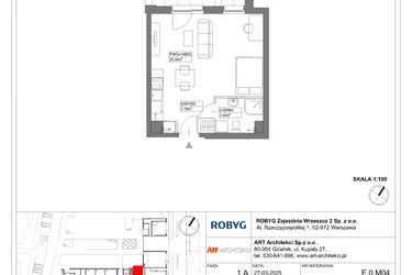 Rzut - Mieszkanie na sprzedaż 1 pokój o powierzchni 33,18 m² - numer E.0M04 w Nowa Wałowa bud. E
