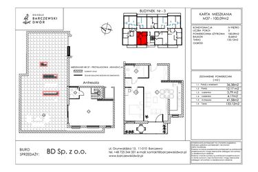 Rzut - Mieszkanie na sprzedaż 3 pokoje o powierzchni 100,09 m² - numer M37 w Osiedle Barczewski Dwór etap III