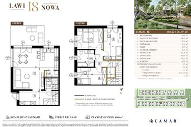 Rzut - Mieszkanie na sprzedaż 4 pokoje o powierzchni 98,37 m² - numer 4D w Lawinowa 18