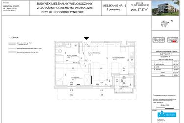 Rzut - Mieszkanie na sprzedaż 2 pokoje o powierzchni 37,37 m² - numer A16 w Podgórki Tynieckie