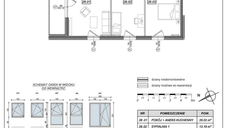Rzut - Mieszkanie na sprzedaż 3 pokoje o powierzchni 67,12 m² - numer 4.A.26 w Nowe Południe bud. 4