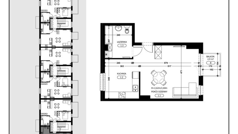 Rzut - Mieszkanie na sprzedaż 1 pokój o powierzchni 41,09 m² - numer B3-M16 w Śląska Park