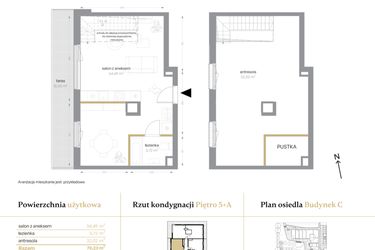 Rzut - Mieszkanie na sprzedaż 1 pokój o powierzchni 70,23 m² - numer C/59 w Królowej Jadwigi