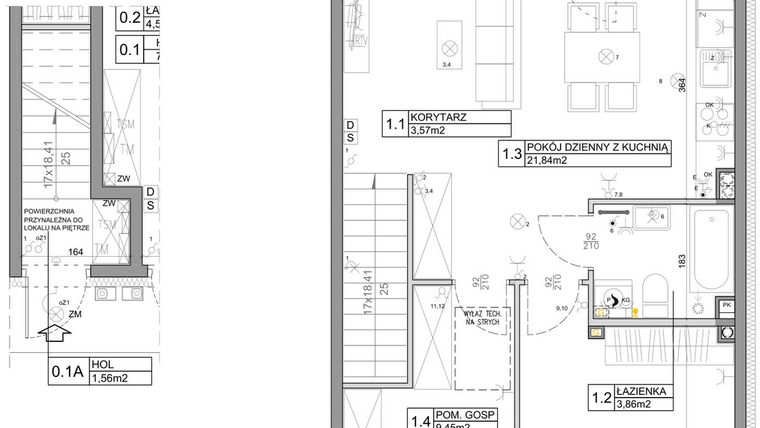 Rzut - Mieszkanie na sprzedaż 3 pokoje o powierzchni 58,82 m² - numer 22 w Manufaktura Marki 2